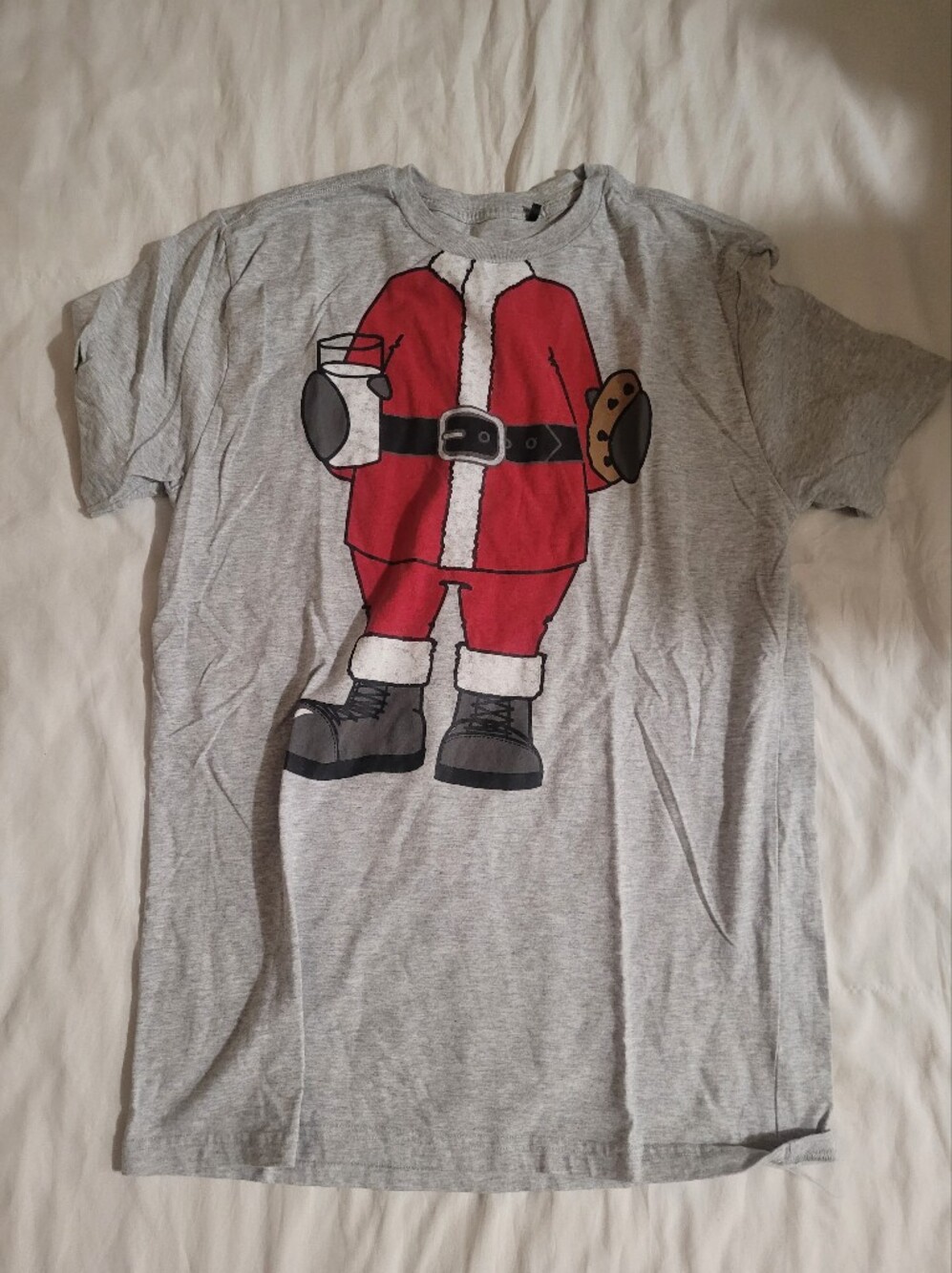 Men's Grey Holiday Graphic T-Shirt with Santa Print